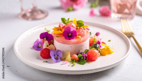 Wallpaper Mural 美しいデザート、パンナコッタとエディブルフラワー Torontodigital.ca
