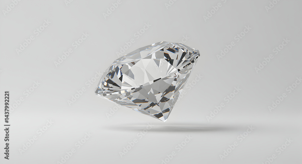 Sparkling Diamond Gemstone On White Backdrop Rendering In High Resolution Sparkling Diamond Gemstone On White Backdrop Rendering In High Resolution