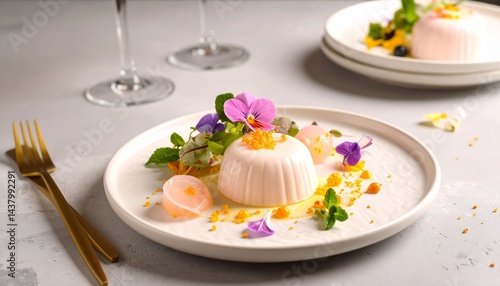Wallpaper Mural 美しいデザート、パンナコッタとエディブルフラワー Torontodigital.ca
