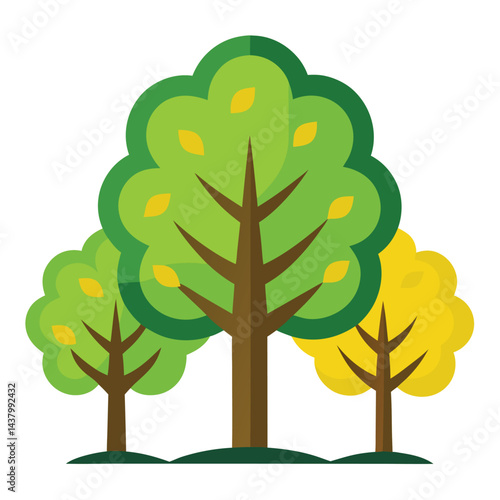 Sycamore trees icon set isolated on white background