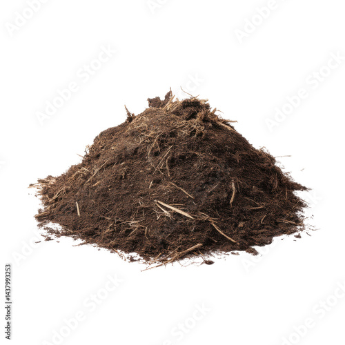 Pile of dark, rich soil isolated on transparent PNG background