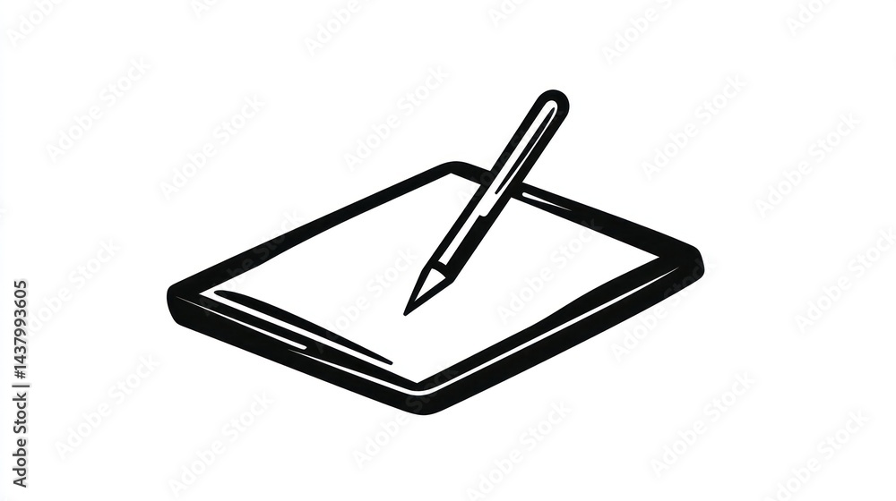 Stylus drawing on tablet, digital art, white background, website icon Stylus drawing on tablet, digital art, white background, website icon