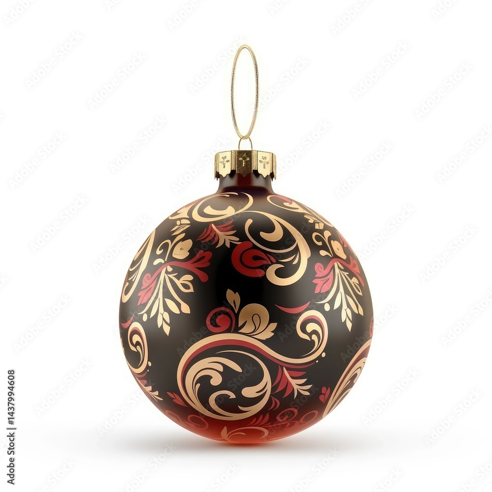 Ornate christmas ornament with dark background and gold accents. Ornate christmas ornament with dark background and gold accents.