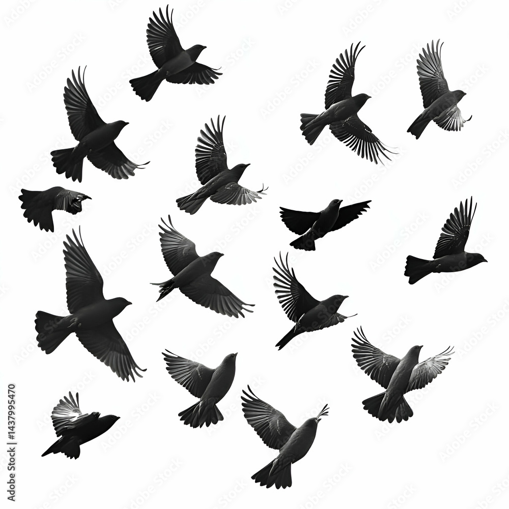 Fototapeta premium Birds silhouette pattern design graphic