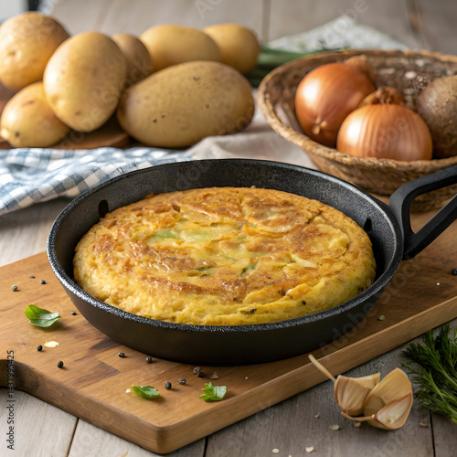 Wallpaper Mural delicious potato omelet typical of spanish cuisine Torontodigital.ca