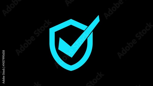Animated Tick Mark in Shield Outline, Security Checkmark Icon Animation