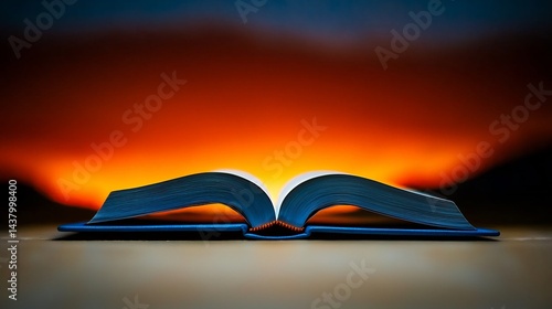 Naklejka Open book, warm sunset glow