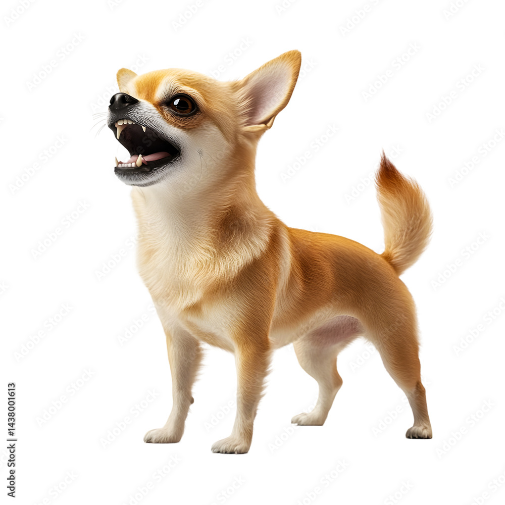 Obraz premium Angry Chihuahua Dog Barking Full Body on Transparent Background