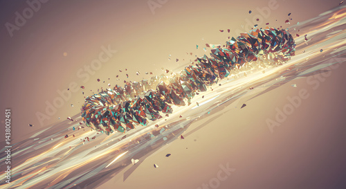 Abstract Low Poly Construction And Golden Light Streaks On Gradient Backdrop