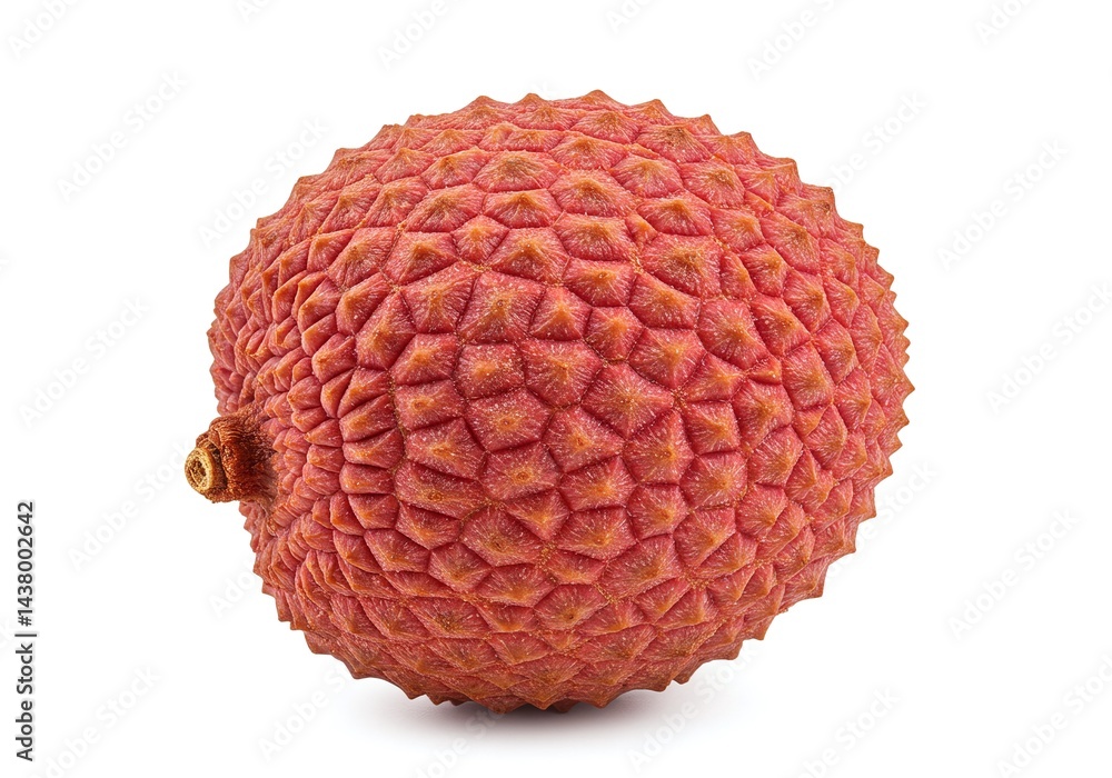 Close up of a whole lychee fruit with textured skin isolated on white background Close up of a whole lychee fruit with textured skin isolated on white background