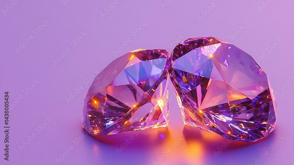 Fototapeta premium Sparkling Purple Diamonds Closeup.