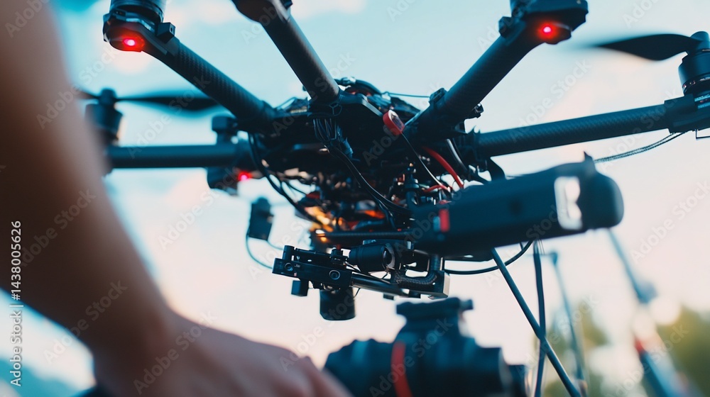 Fototapeta premium Exploring modern aerial photography with a professional multirotor drone system