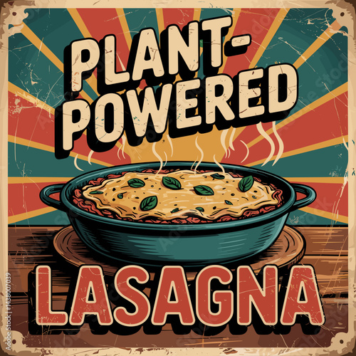 Plant-Powered Lasagna Retro Poster