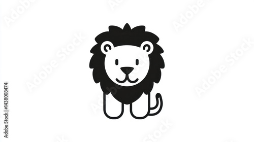 Cute cartoon lion cub, white background, children's illustration