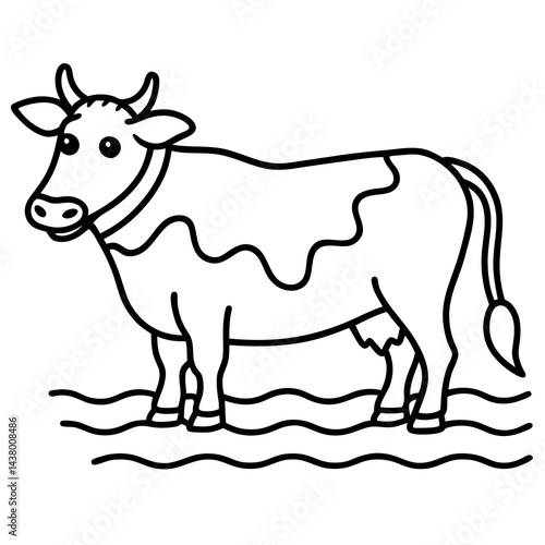 Liquid Line Art Cow