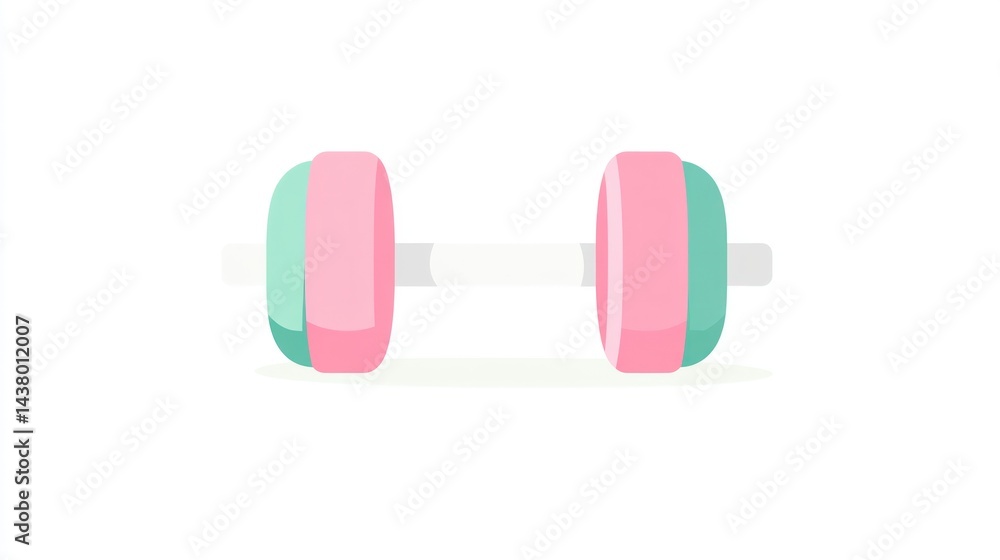 Obraz premium Pink and mint dumbbell, fitness, workout, minimalist background, gym illustration