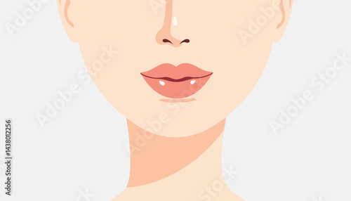Stylized chin illustration with soft contours on minimal background, beauty concept