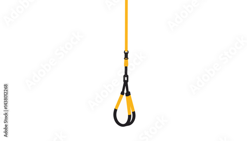 Minimalistic TRX suspension trainer illustration on white background, fitness concept