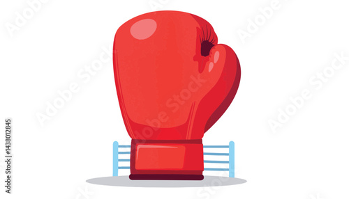 Red boxing glove in minimalist ring illustration, athletic concept