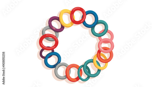 Colorful elastic bands arranged in circle, versatility and creativity