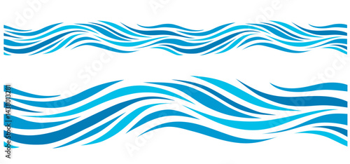 Seamless wave pattern — ocean line dividers set
