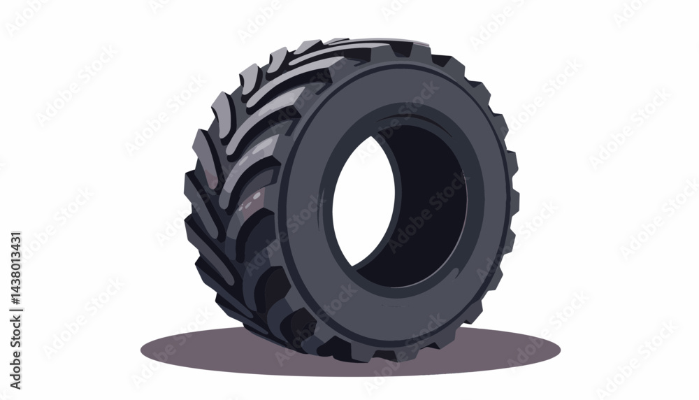 Rugged black tire in mid-flip on white background, simplicity and focus Rugged black tire in mid-flip on white background, simplicity and focus