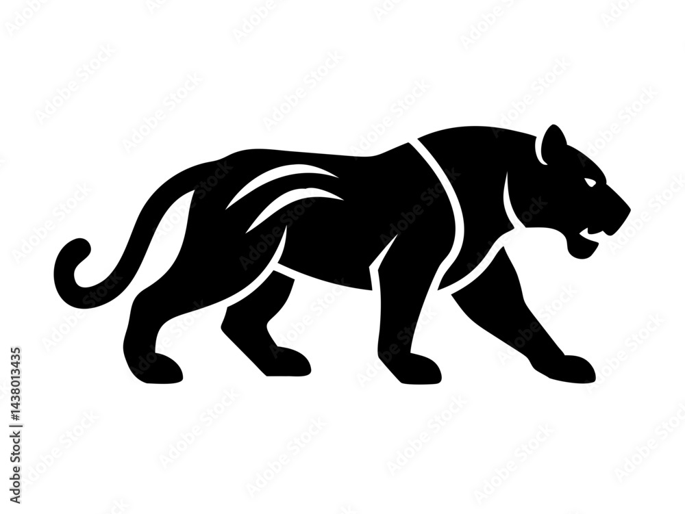 Naklejka premium Solid Black Background Image , A completely black image with no details or variations of tiger logo design .