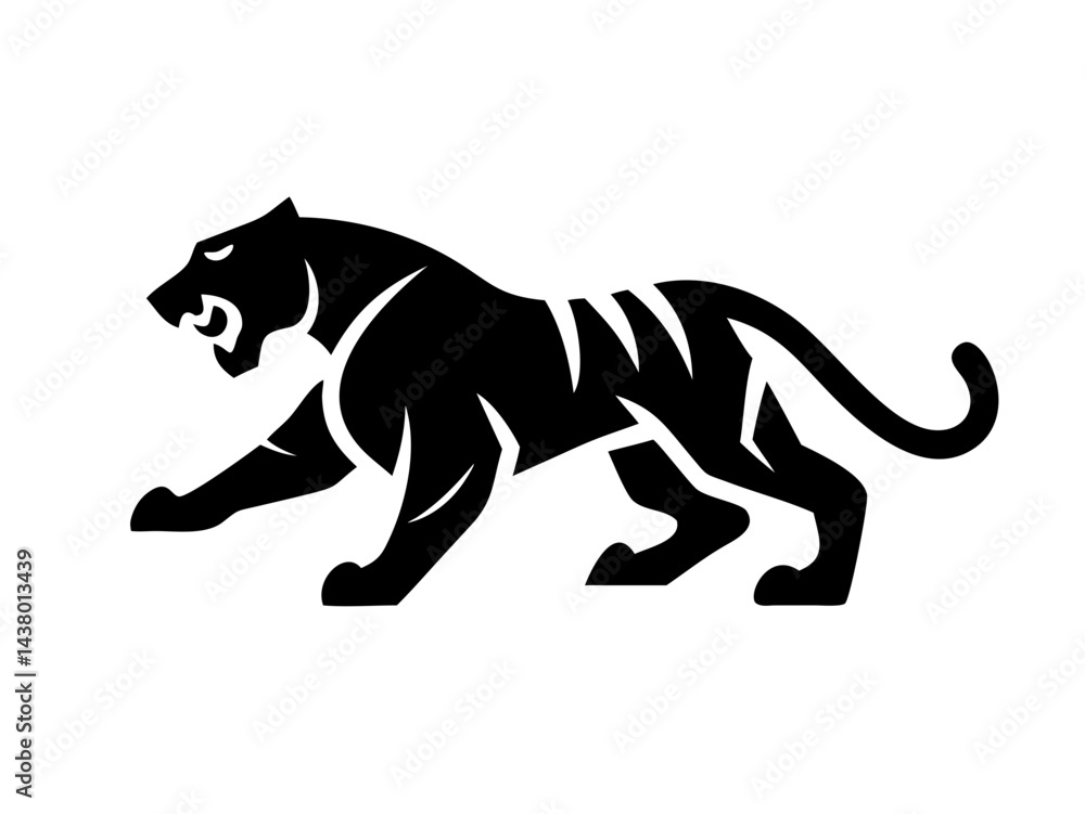 Obraz premium Solid Black Background Image , A completely black image with no details or variations of tiger logo design .