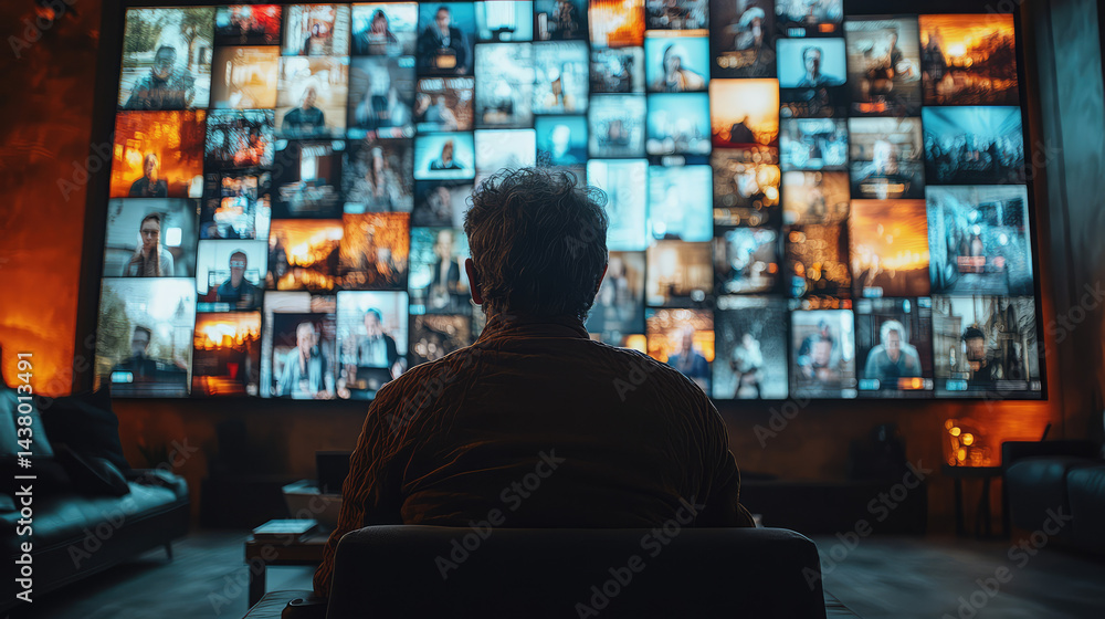 A group of diverse people in a virtual meeting on a large screen, teamwork in digital age A group of diverse people in a virtual meeting on a large screen, teamwork in digital age
