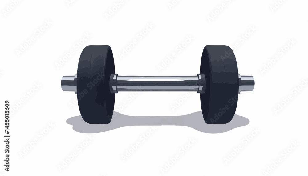 Minimalistic dumbbell on white surface, representing fitness elegance Minimalistic dumbbell on white surface, representing fitness elegance