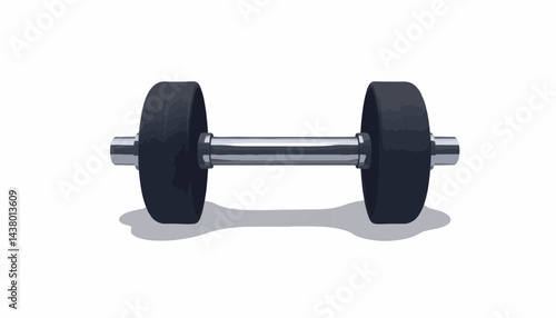 Minimalistic dumbbell on white surface, representing fitness elegance