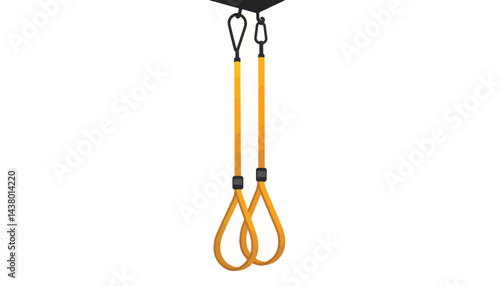 Bright yellow TRX straps hanging from ceiling, functional fitness design