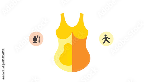Abstract fat distribution in human body illustration, health awareness