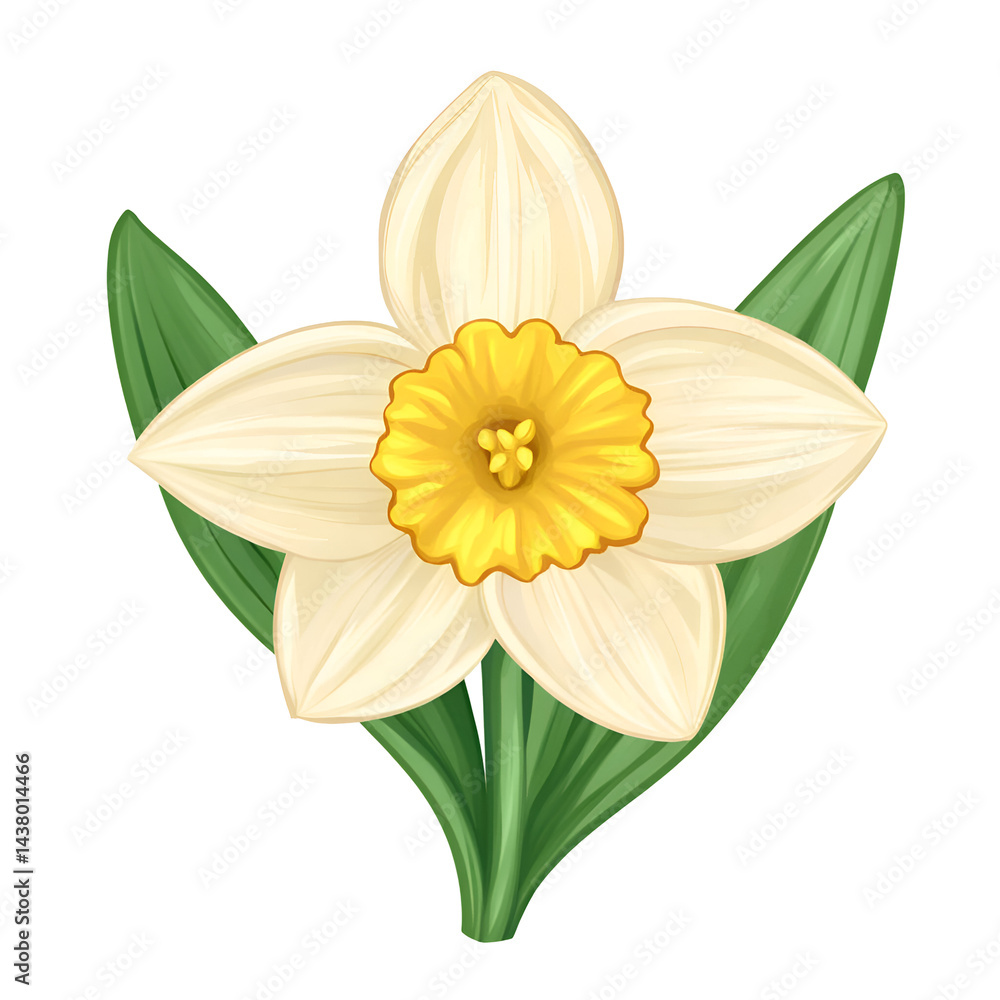 Fototapeta premium Closeup daffodil illustration springtime floral graphic