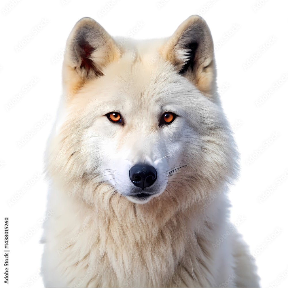 Obraz premium Arctic Wolf Portrait Stunning White Wolf Image for Download isolated on transparent background