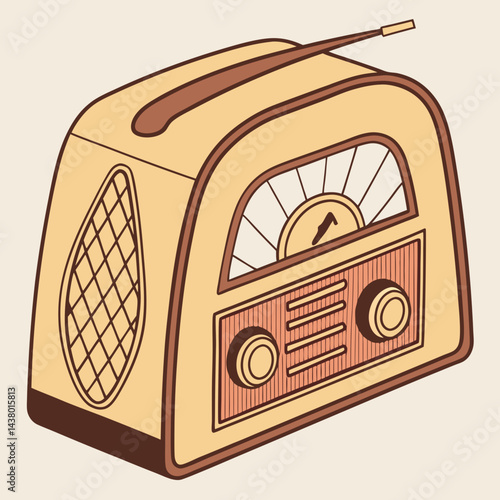 Retro Radio with Vintage Vibes Vector Illustration