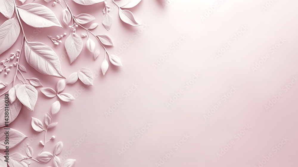 White Floral Border with Pink Background. White Floral Border with Pink Background.