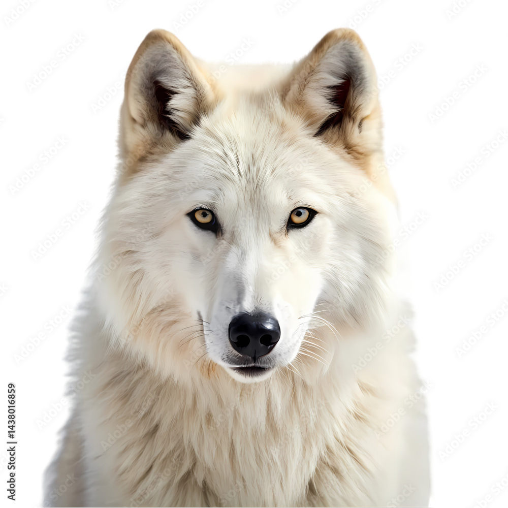Obraz premium Majestic Arctic Wolf Stunning Closeup Portrait isolated on transparent background