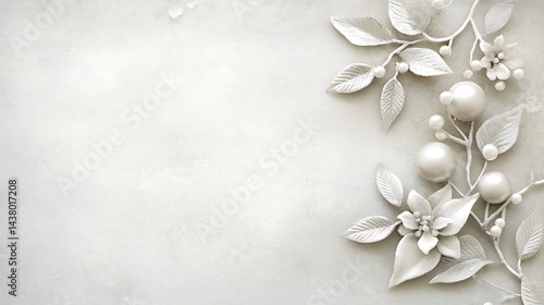 White Floral Christmas Ornament Decor.