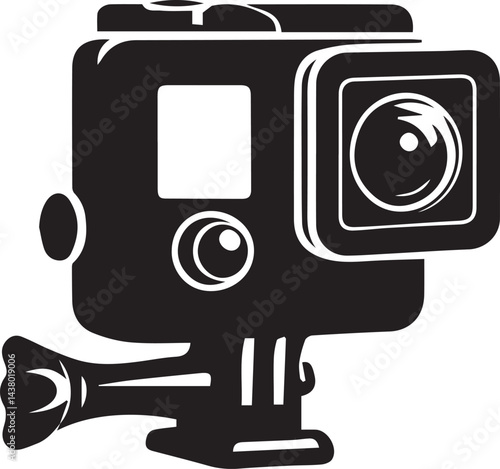 GoPro hero camera silhouette vector art illustration. GoPro hero camera vector icon.