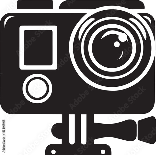 GoPro hero camera silhouette vector art illustration. GoPro hero camera vector icon.