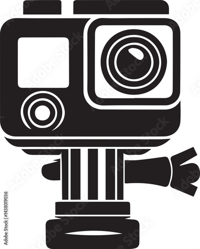 GoPro hero camera silhouette vector art illustration. GoPro hero camera vector icon.