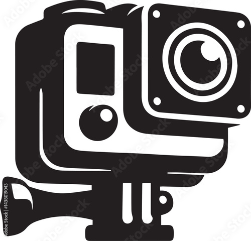 GoPro hero camera silhouette vector art illustration. GoPro hero camera vector icon.