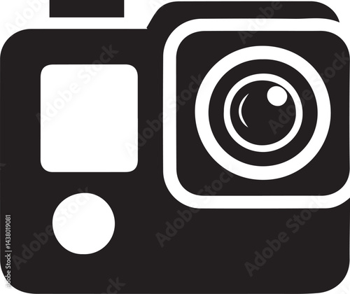 GoPro hero camera silhouette vector art illustration. GoPro hero camera vector icon.