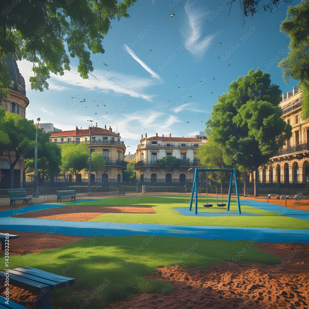 Fototapeta premium A vibrant and serene playground in Buenos