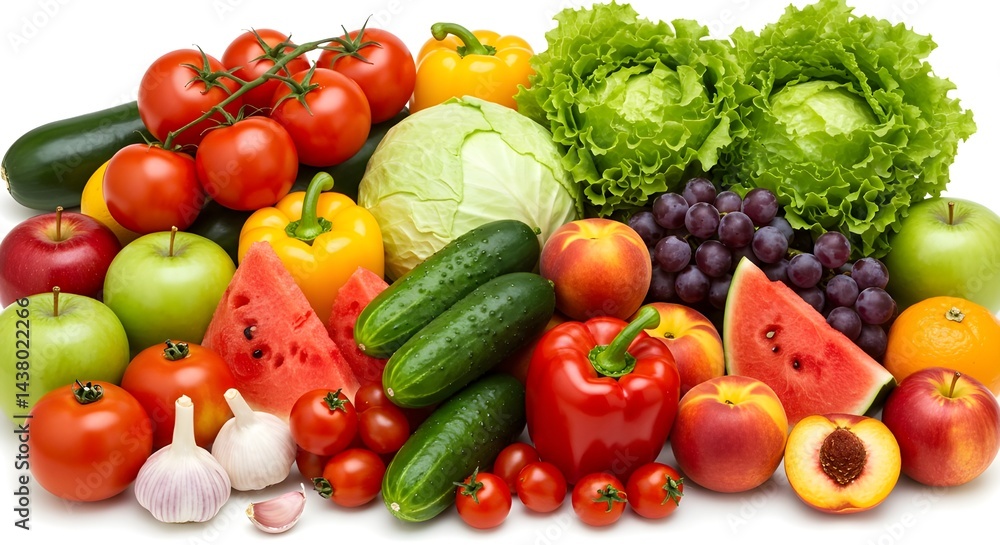 Grupo de diferentes frutas y verduras Grupo de diferentes frutas y verduras