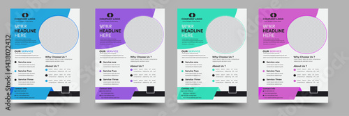 Simple Creative  Corporate Business flyer design template, Clean Business flyer design, natural Shape, vector illustration,  4 variant Color, layout.