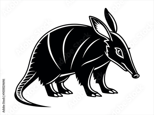 Artistic Armadillo Silhouette, Stylized Armadillo Illustration