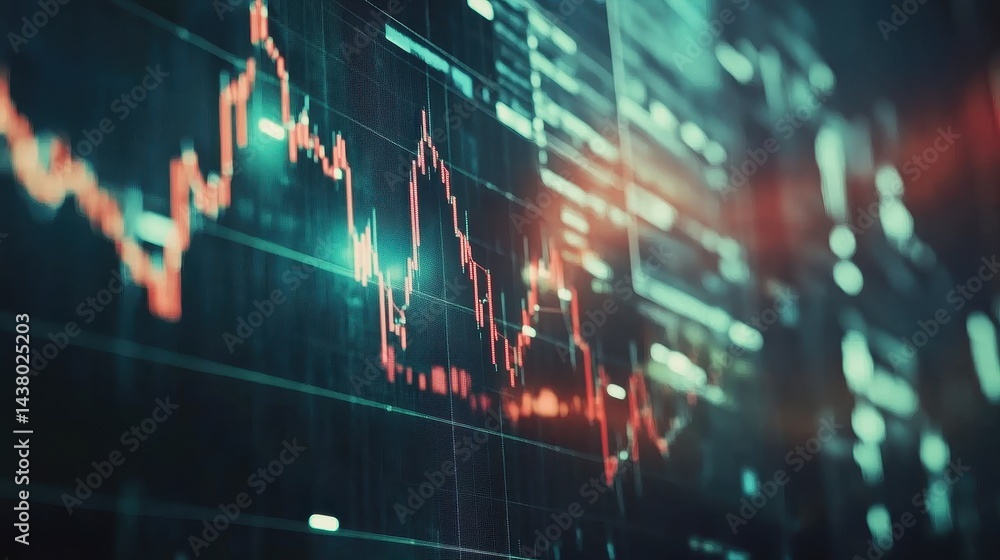 Business-themed background with a stock chart, corporate icons, and economic data, dynamic market trends.