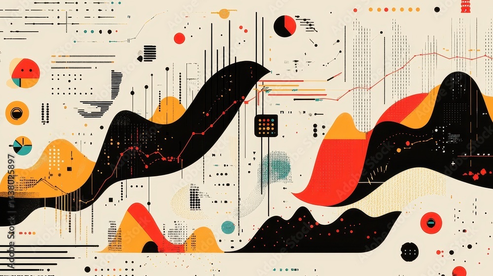 Business-themed background with a stock chart, corporate icons, and economic data, dynamic market trends.